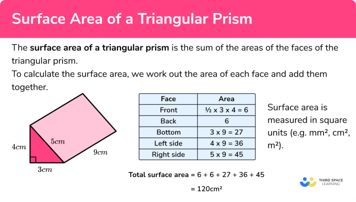 Surface area of triangular prism worksheet