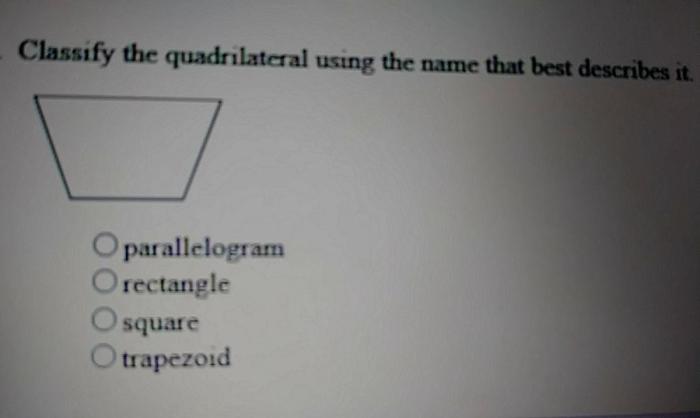 Classify the quadrilateral using the name that best describes it