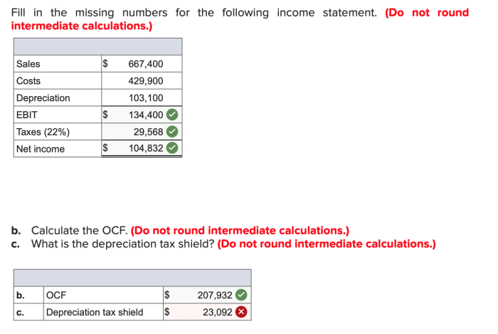 Numbers intermediate calculations